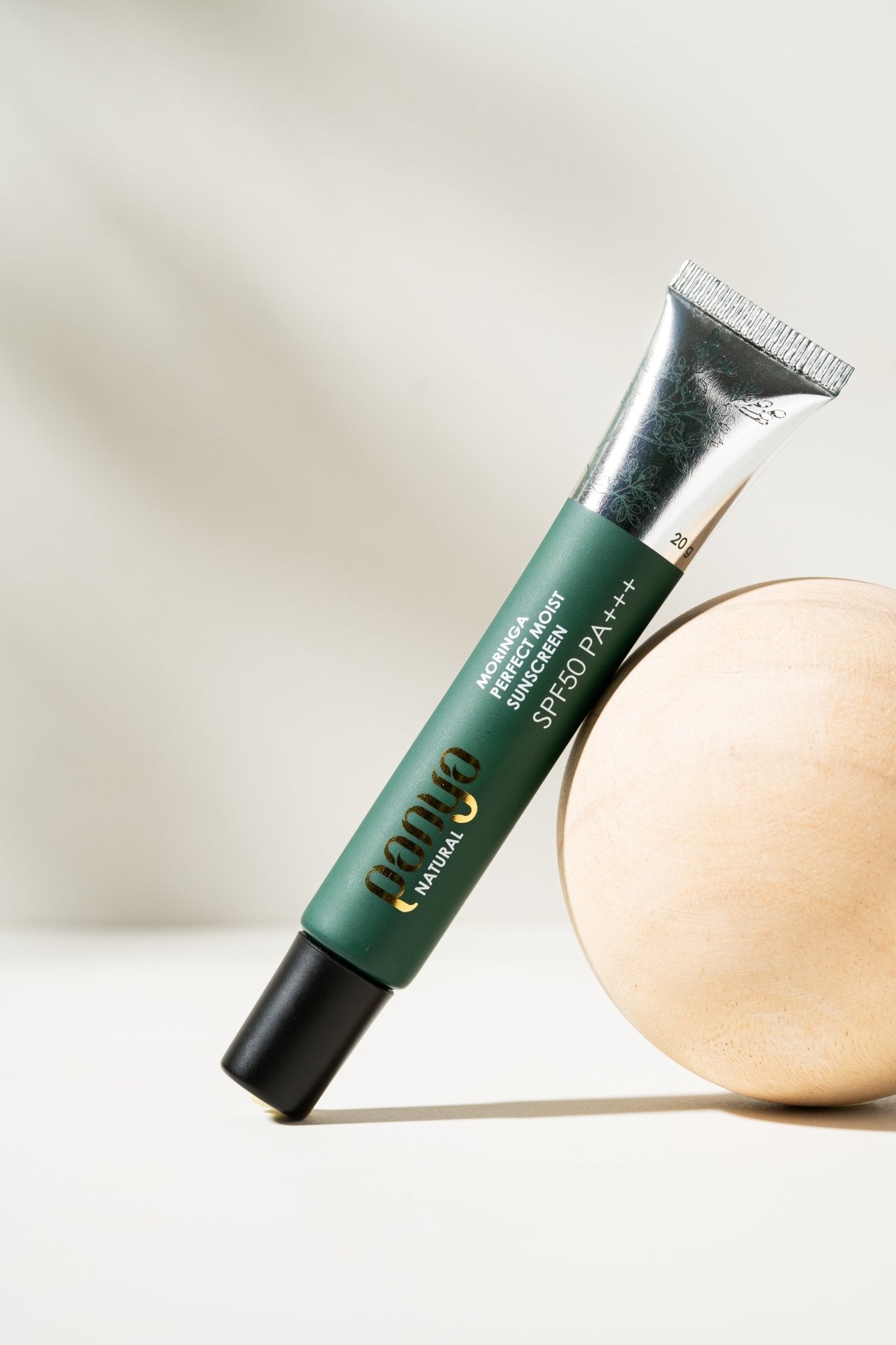 Panya - Moist Sunscreen SPF50: hydrating & oil-balancing for the skin, with Thai moringa & other essential oils for a potent, natural sun & pollution protection.