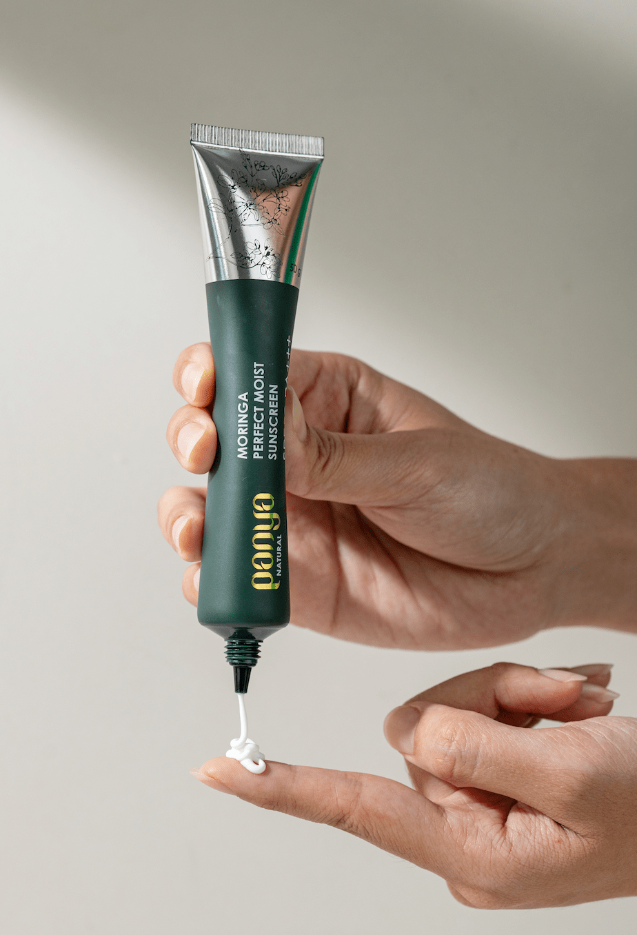 Panya - Moist Sunscreen SPF50: hydrating & oil-balancing for the skin, with Thai moringa & other essential oils for a potent, natural sun & pollution protection.