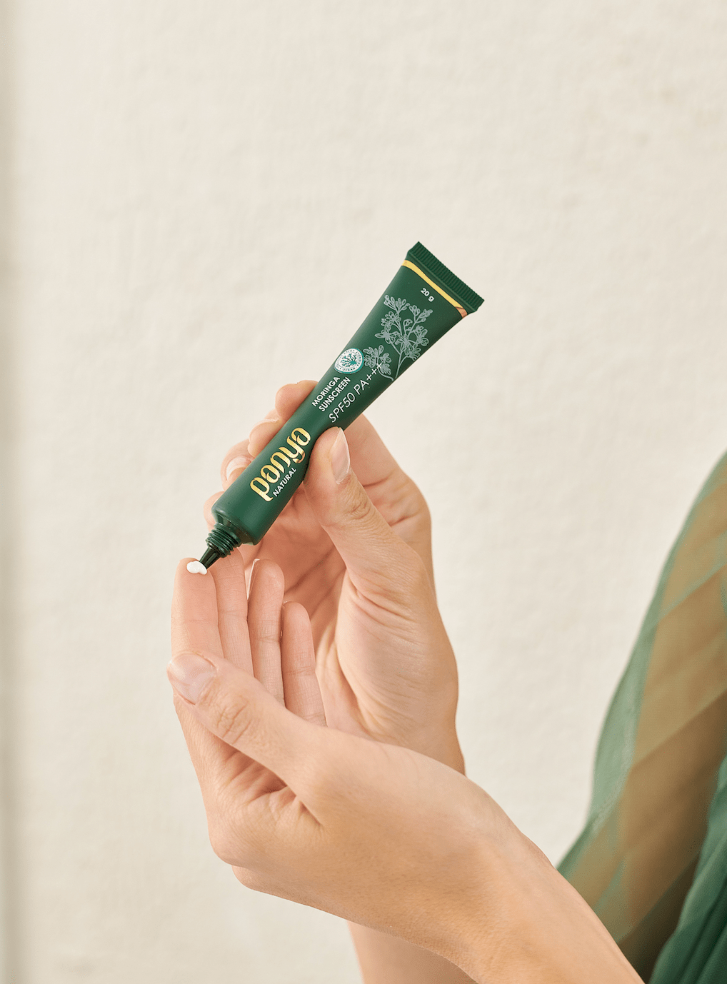 Panya Moringa Sunscreen SPF50:  organic moringa-oil infused, waterproof & blemish reducing. Thai made, for intense sun and pollution protection.