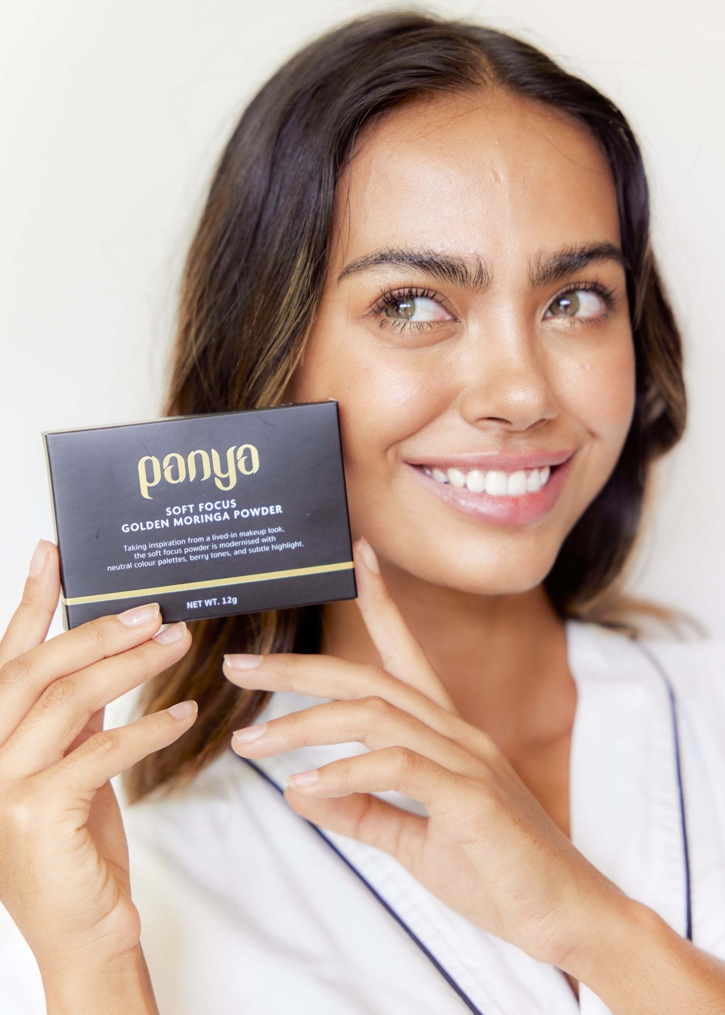 Panya Powder Foundation: Thai moringa oil and 24k gold infused, long lasting and high coverage with pore-blurring technology. 