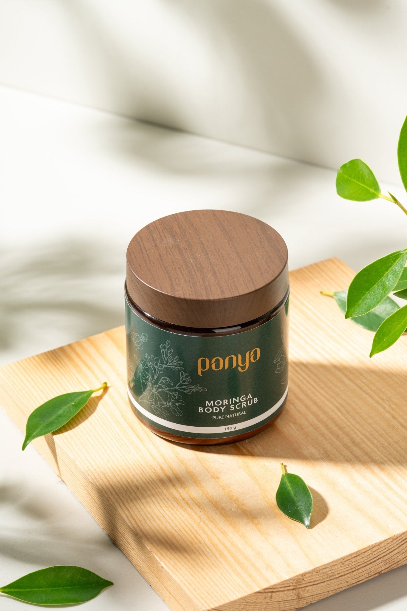 Panya Moringa Body Scrub: Gentle exfoliant for all skin types made from 100% finely ground moringa husk, rich in vitamins c & e.