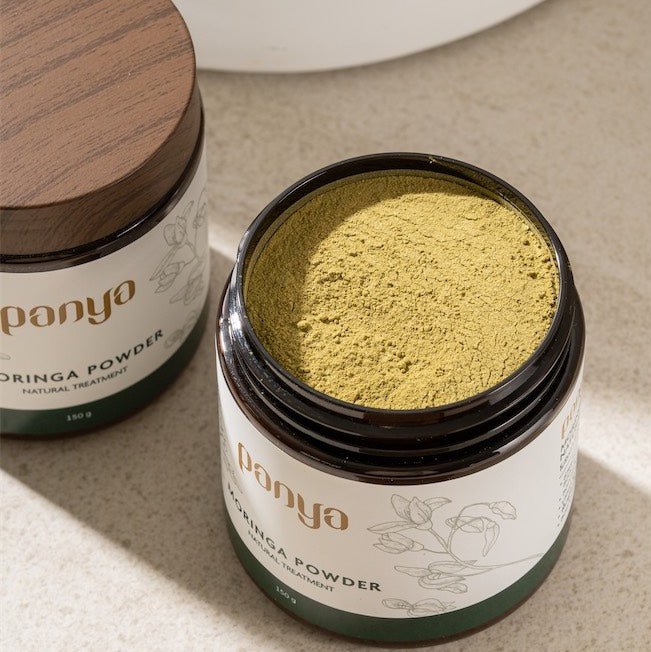 Panya Moringa Powder Supplement: vegan, 100% finely ground leaves for immune system boosting, anti-inflammatory properties and abundant antioxidants.
