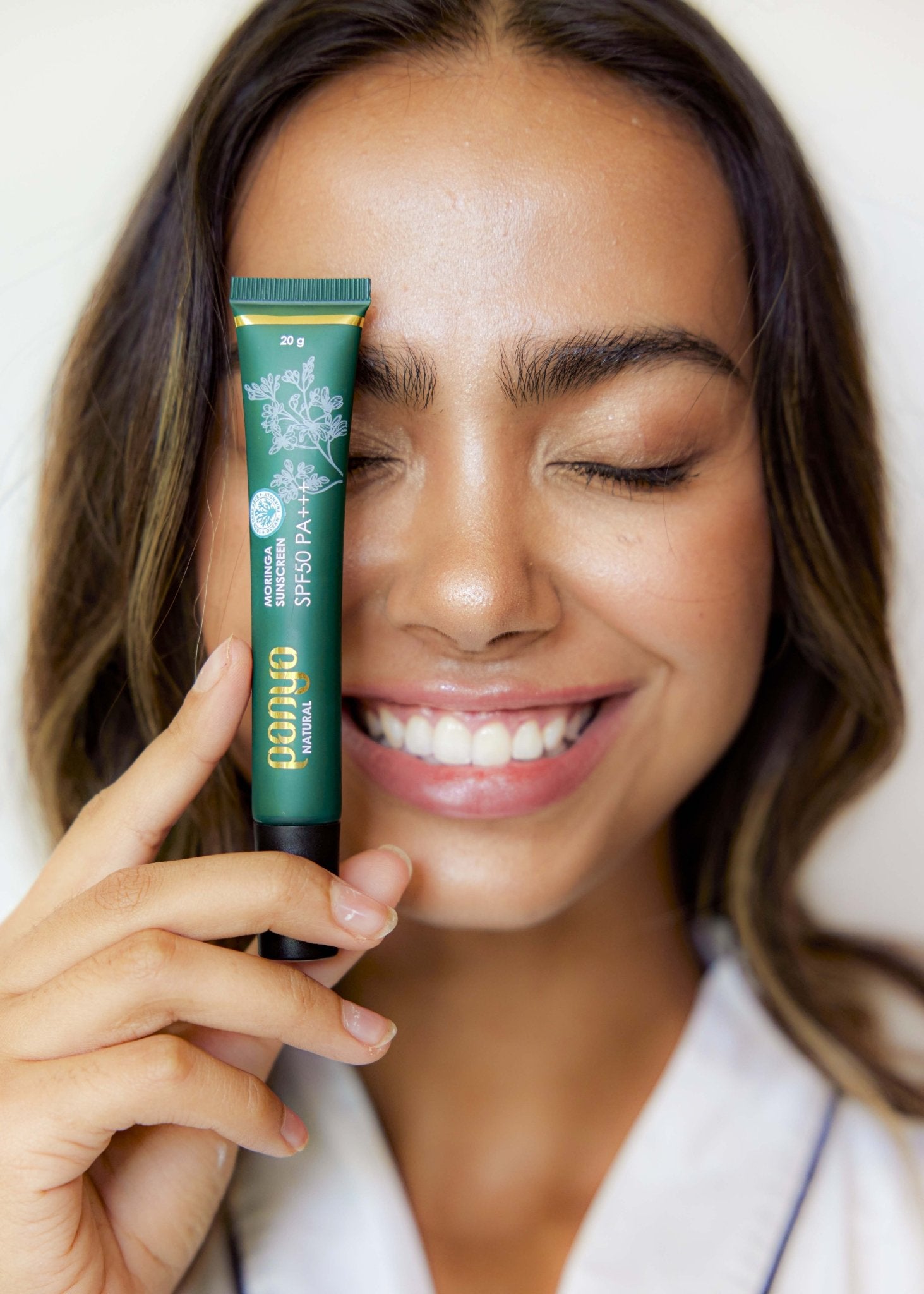 Panya Moringa Sunscreen SPF50:  organic moringa-oil infused, waterproof &amp; blemish reducing. Thai made, for intense sun and pollution protection.